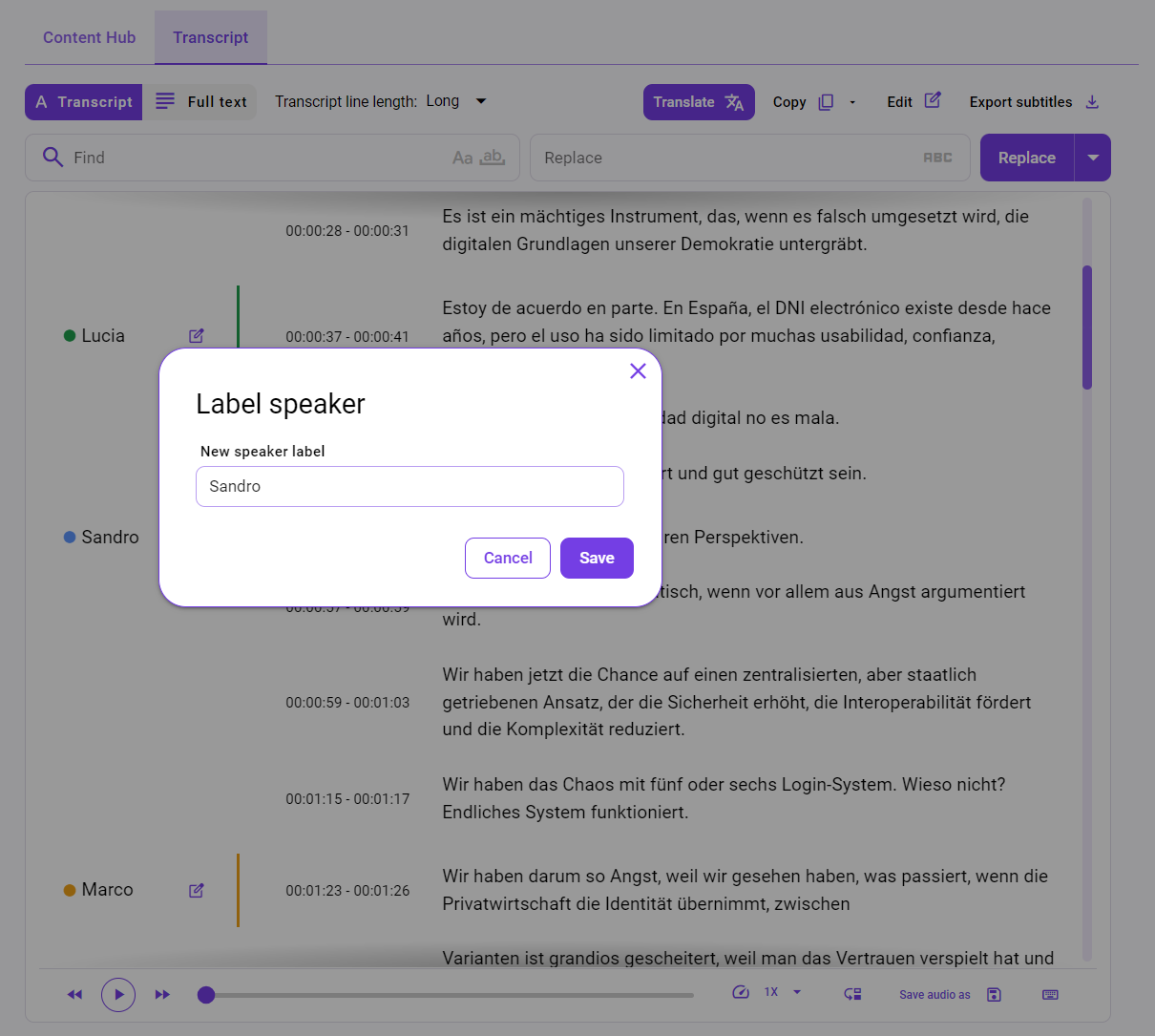 Sprechererkennung Feature - Automatische Erkennung mehrerer Sprecher